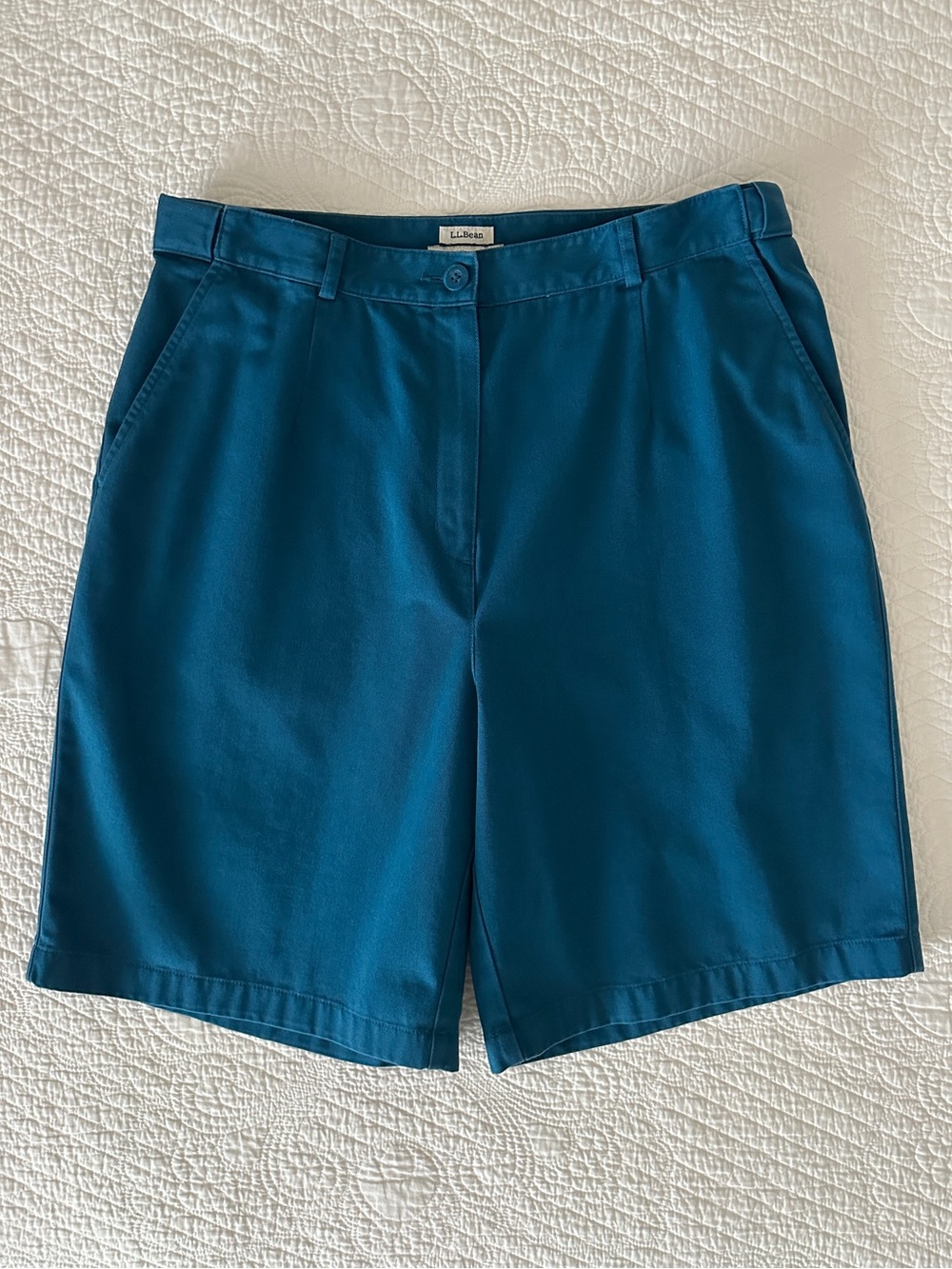 LL Bean Wrinkle-Free Bayside Shorts Ultra High-Rise Teal Blue Size 14
